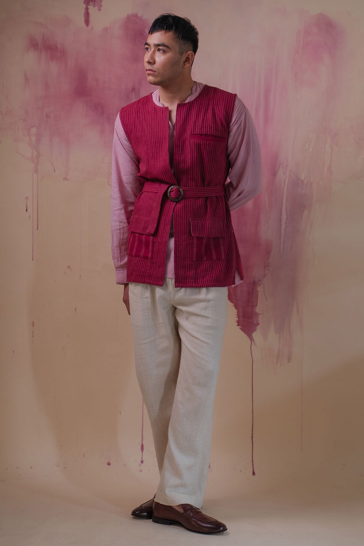 Buy Designer Maroon 100% Cotton Vest Jacket By Lafaani